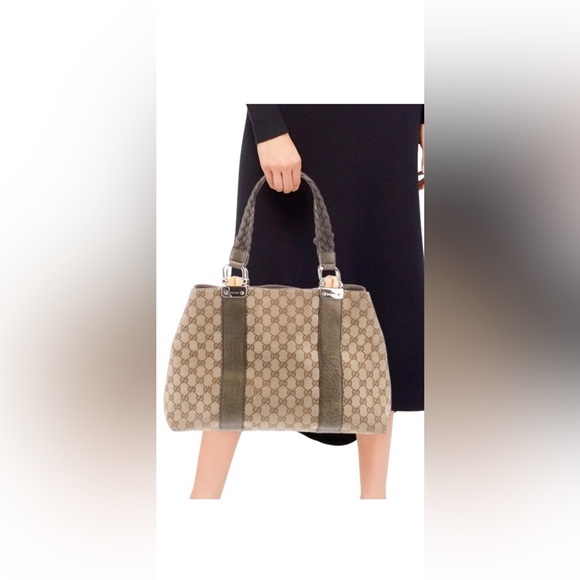 Gucci Beige GG Canvas Bamboo Libeccio Tote Bag - Picture 15 of 15